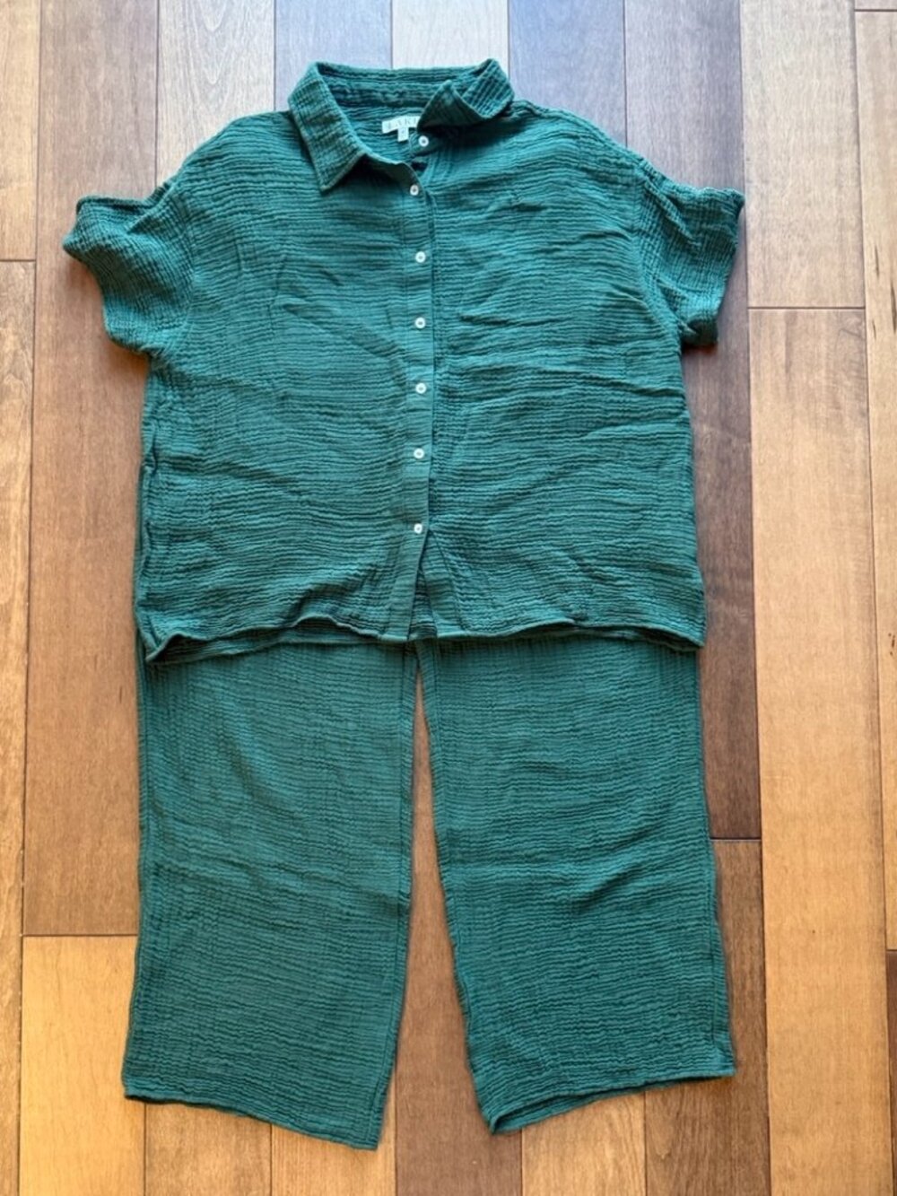 LAKE Pajamas Cotton Gauze Set in a deep forest green - 2 PIECE SET